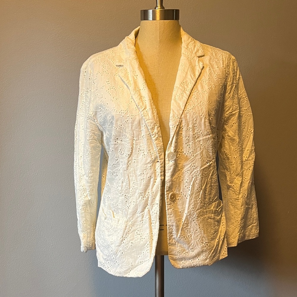 LOFT Elegant White Eyelet Women's Blazer